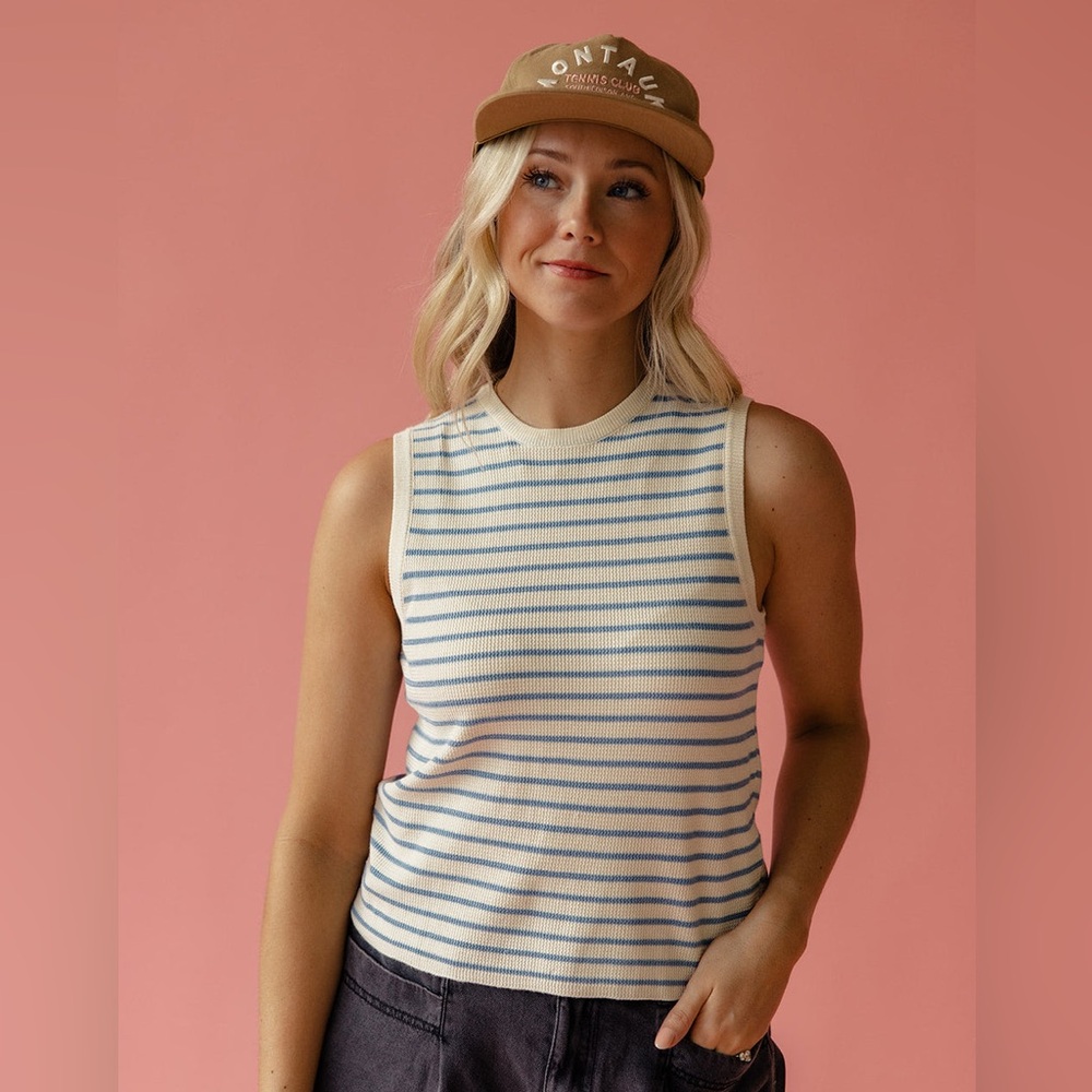 Roolee Lenny Striped Sweater Tank - SteelBlue S